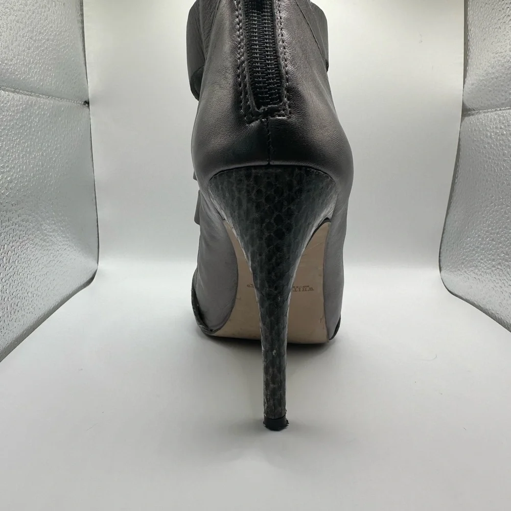 WHBM Leather Caged Peep Toe Heel, Gunmetal - Picture 8 of 11